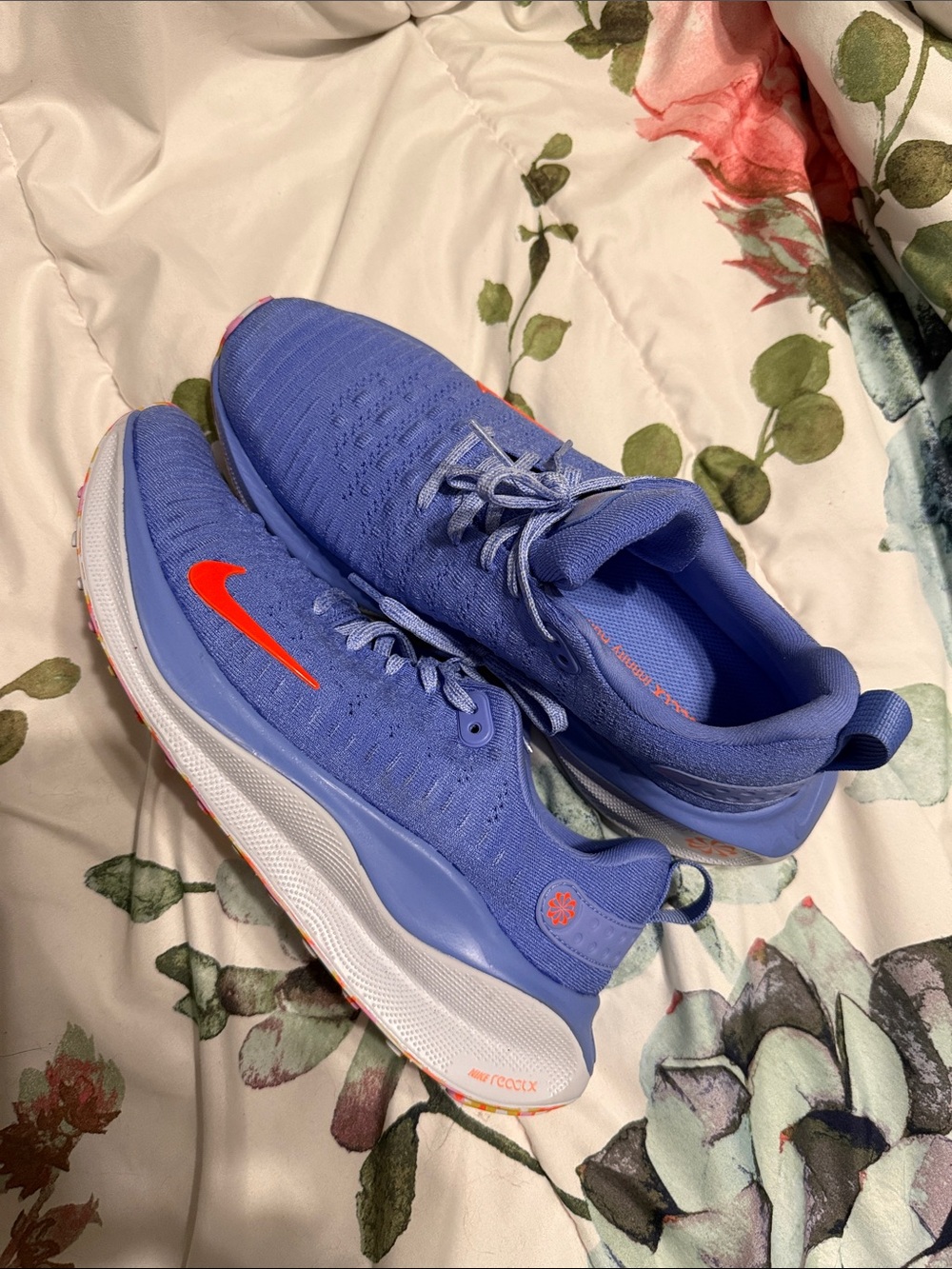 Nike Women's Athletic Running Shoes - Periwinkle with Orange Swoosh